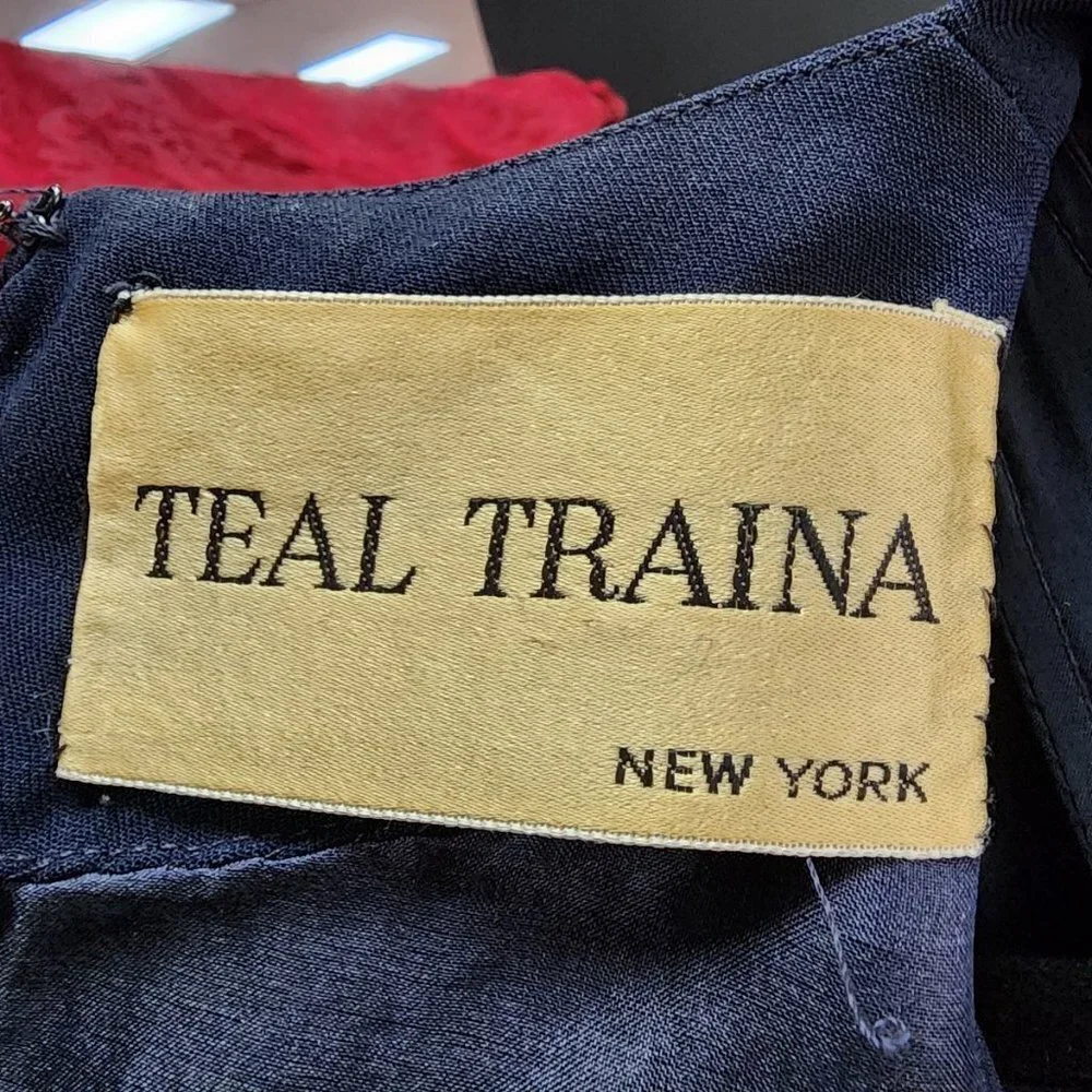 Teal Traina New York 1960s Navy Blue Top & Dress Set Size XS - Picture 14 of 15